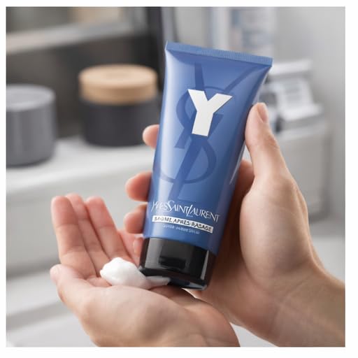YSL Y signature scent graphic, complements daily grooming routine.