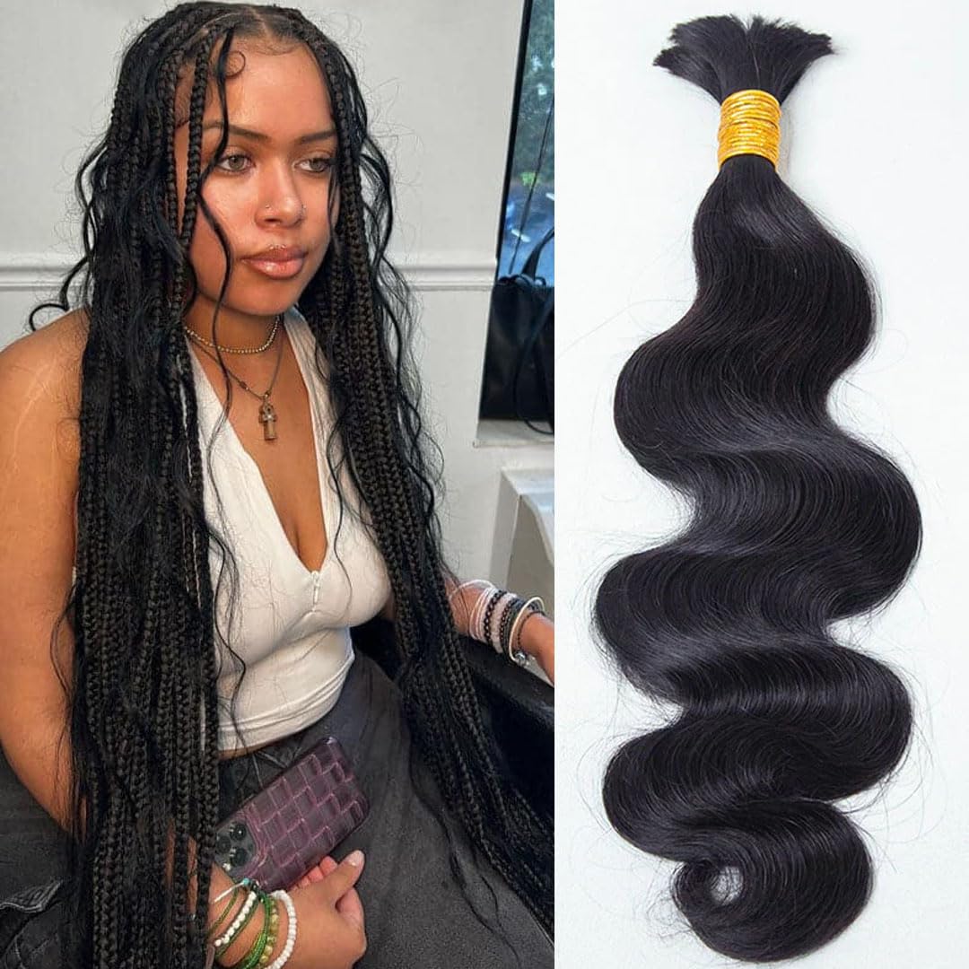 YWIGS body wave bulk braiding hair 50g 20inch, heat-stylable for versatile looks.