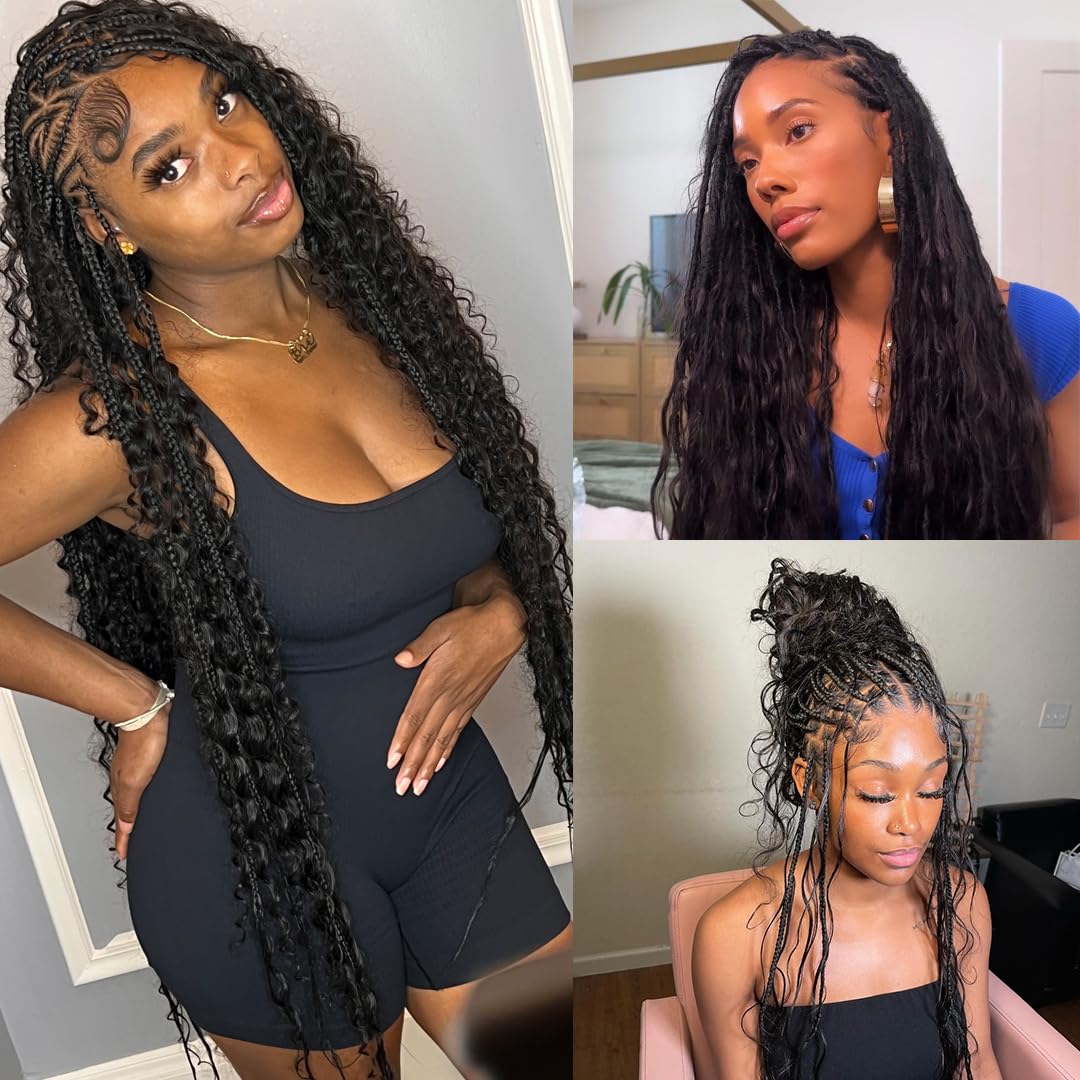 YWIGS boho braids-ready look with natural body wave texture.