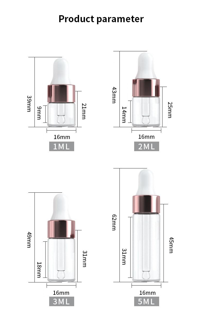 YYNGJCK clear glass bottles with rose gold caps for quick content identification