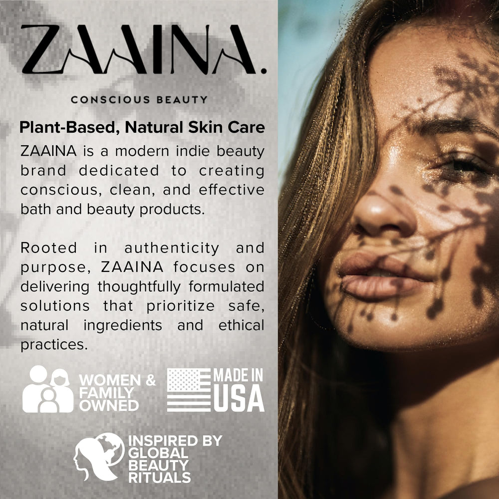 ZAAINA paraben- and preservative-free formula for sensitive skin.