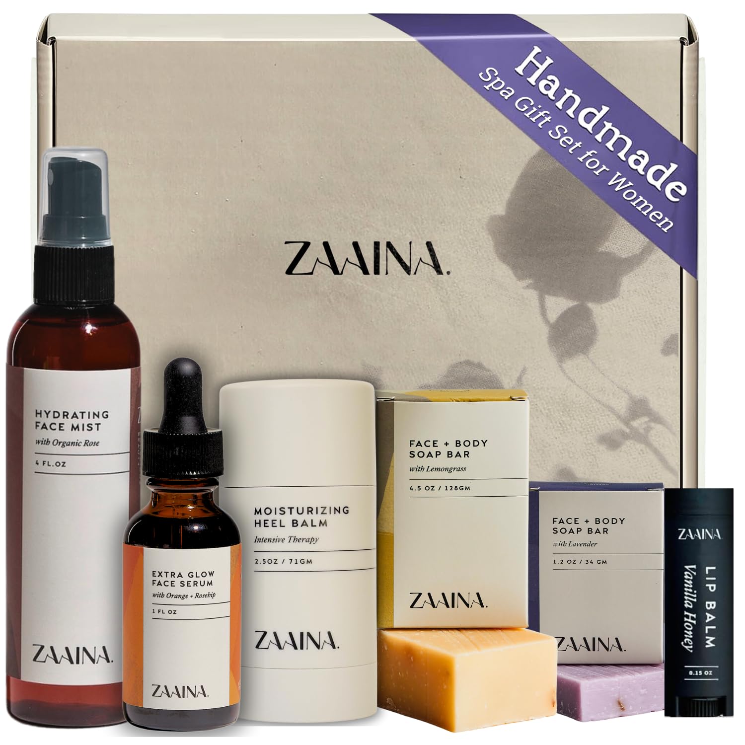 ZAAINA spa gift set lemongrass lavender soap for a refreshing cleansing routine.
