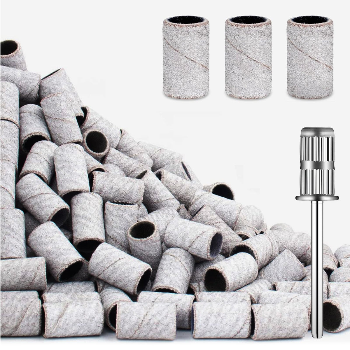 ZABOUL 120pcs nail drill bits and sanding bands, 240 grit, grey finish
