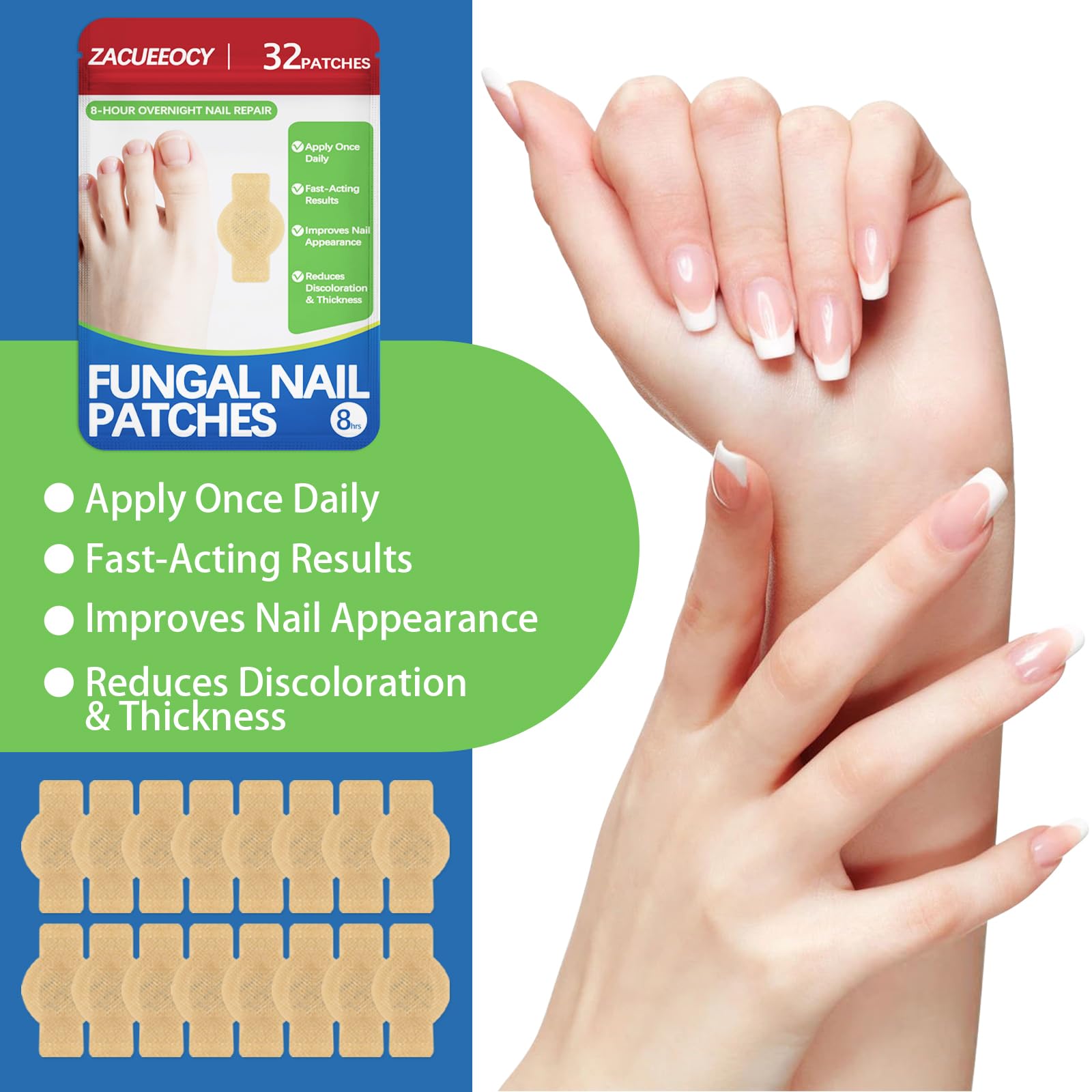 ZACUEEOCY Nail Fungus Patches are easy to apply with simple steps.