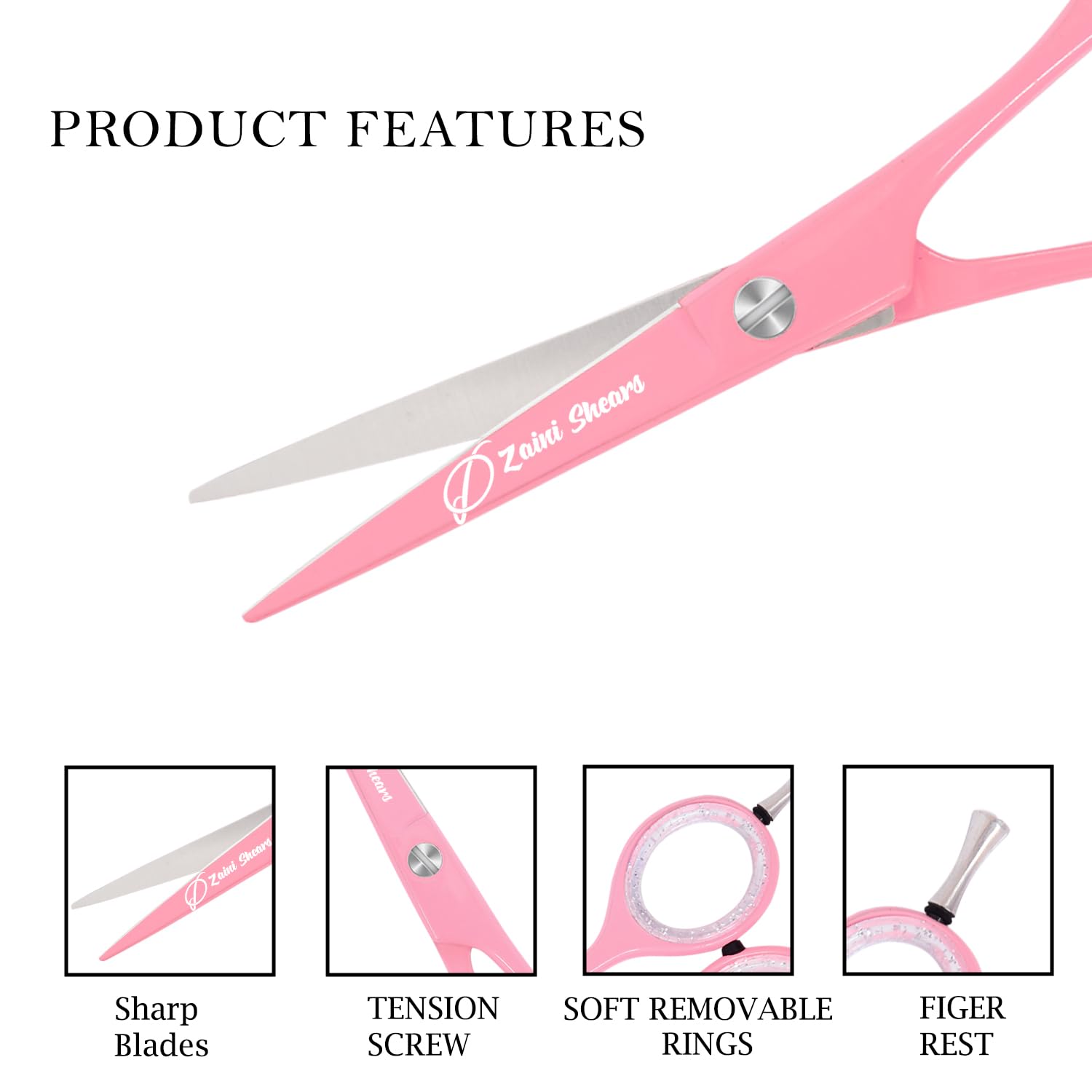 Zaini Shears pink hair cutting scissors for comfortable, fatigue-free use