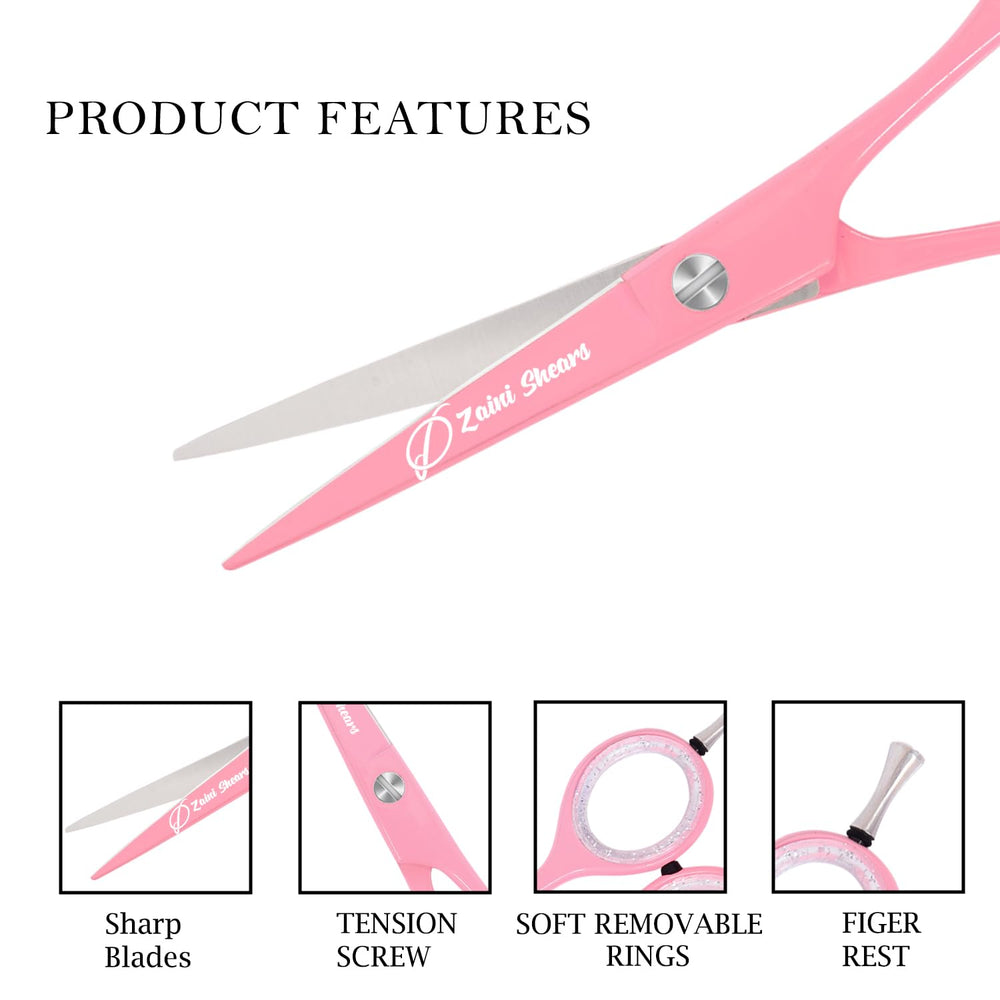 Zaini Shears pink hair cutting scissors for comfortable, fatigue-free use