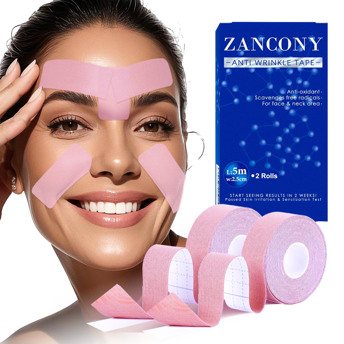 Zancony face tape for forehead wrinkles smooths and tightens overnight