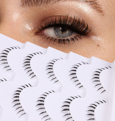 Zanlufly bottom lashes wispy natural mink with clear band for seamless DIY look