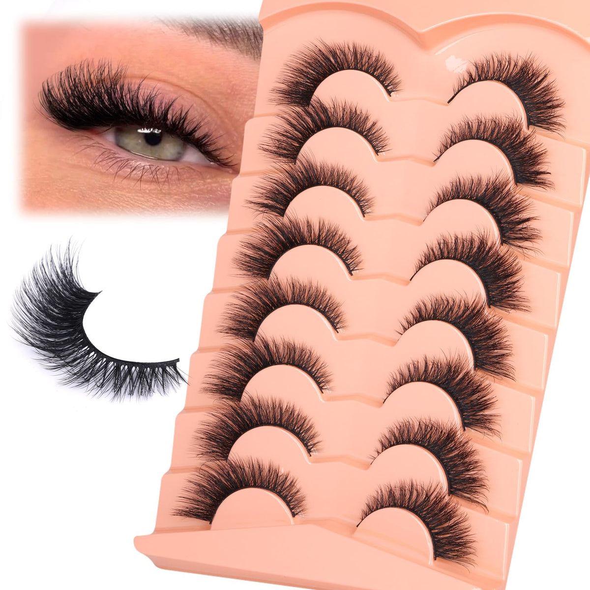 Zanlufly mink lashes cat eye pack for a lifted, natural-looking cat-eye finish.