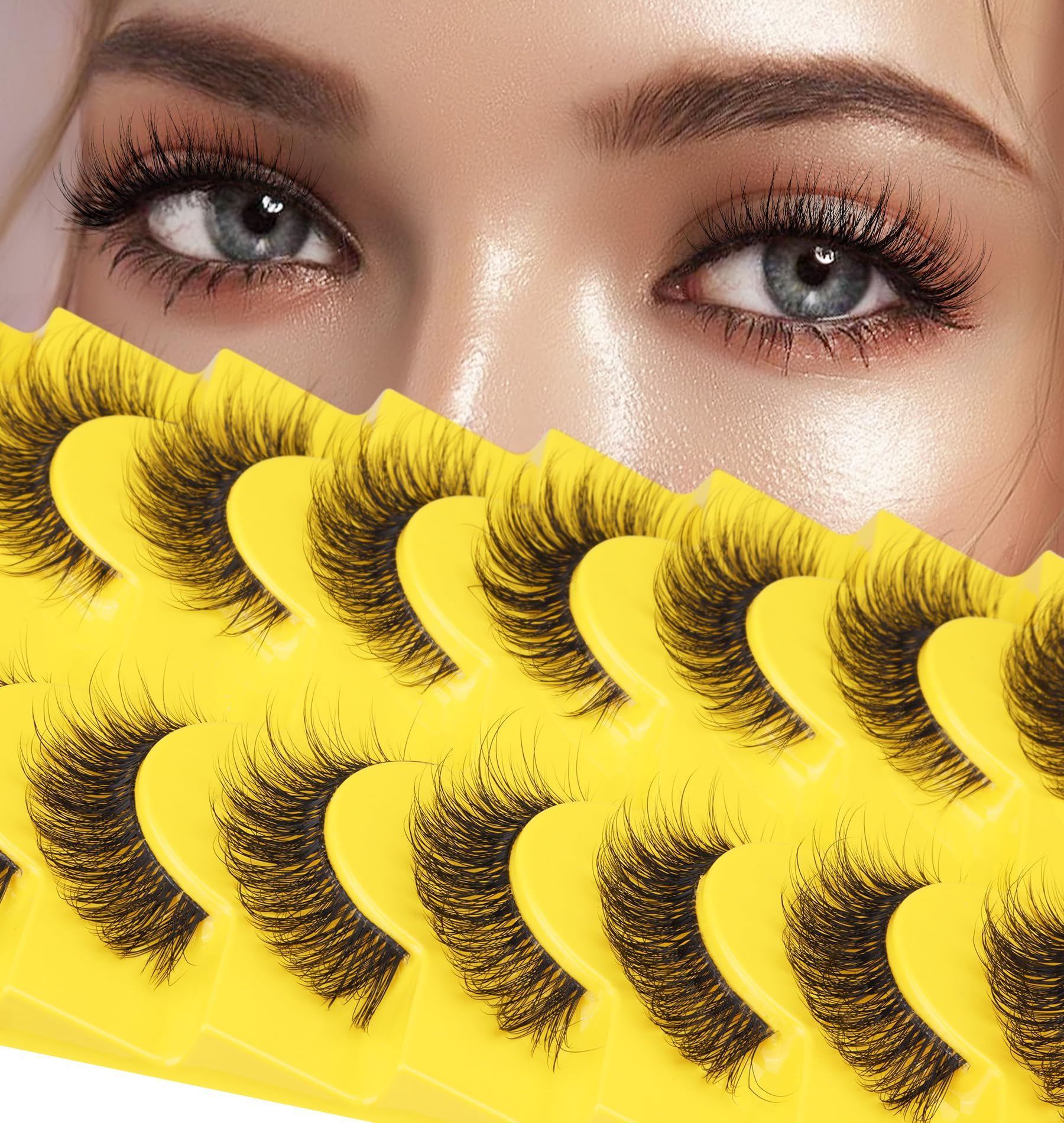 Zanlufly false lashes with D-Curly wispy cat eye for subtle volume