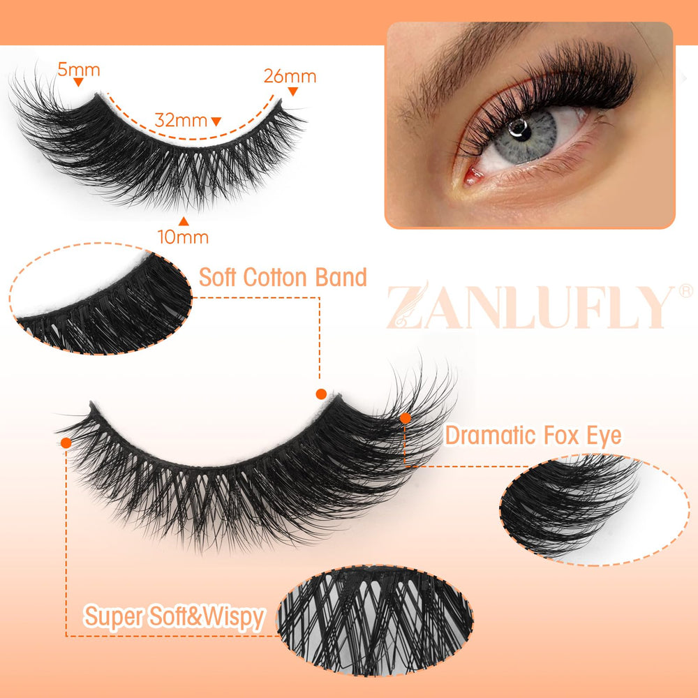 Zanlufly fox eye lashes with added volume for a glamorous edge.