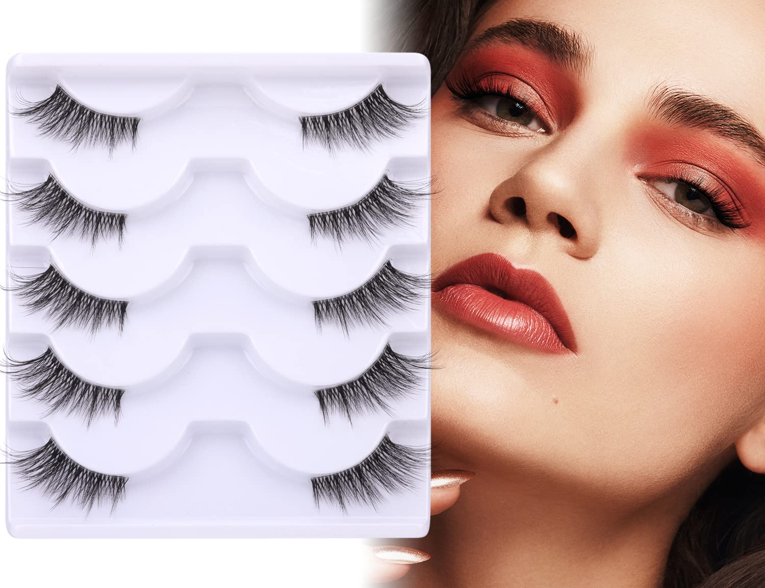 Zanlufly Half Lashes three-fourth length close-up for natural lash effect.