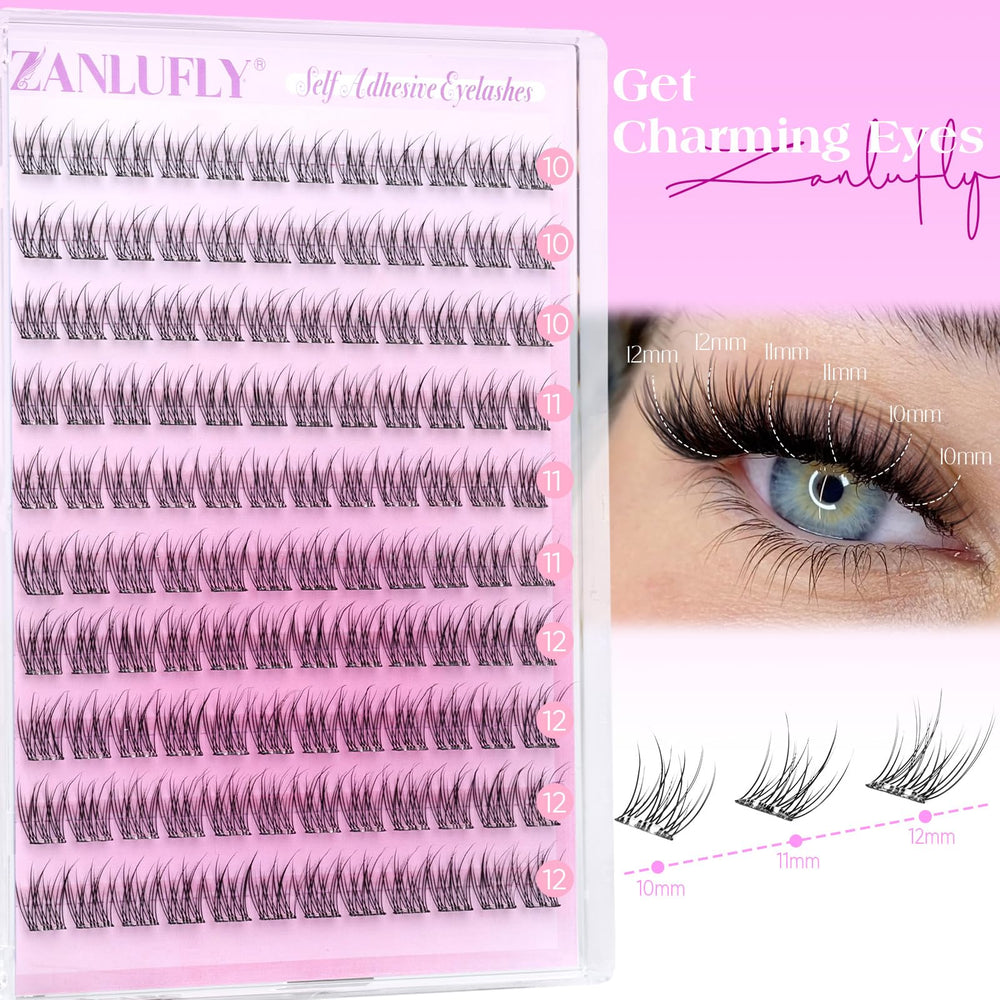 ZANLUFLY pre glued lashes offer easy, glue free daily wear.