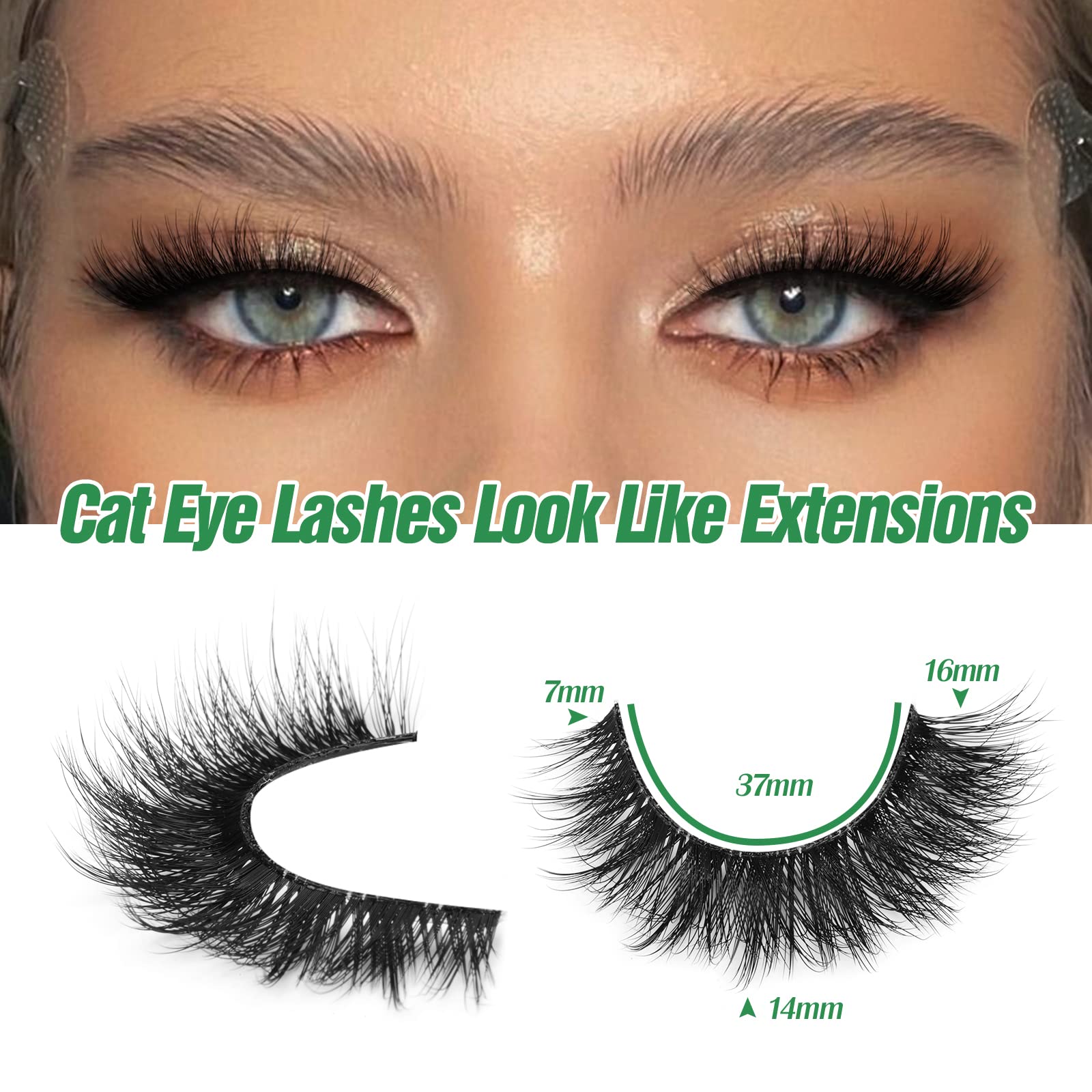 Zanlufly Russian strip lashes add volume for a dramatic cat-eye finish.