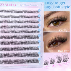 Zanlufly lash clusters close-up reveal pre-glued fibers for quick wear