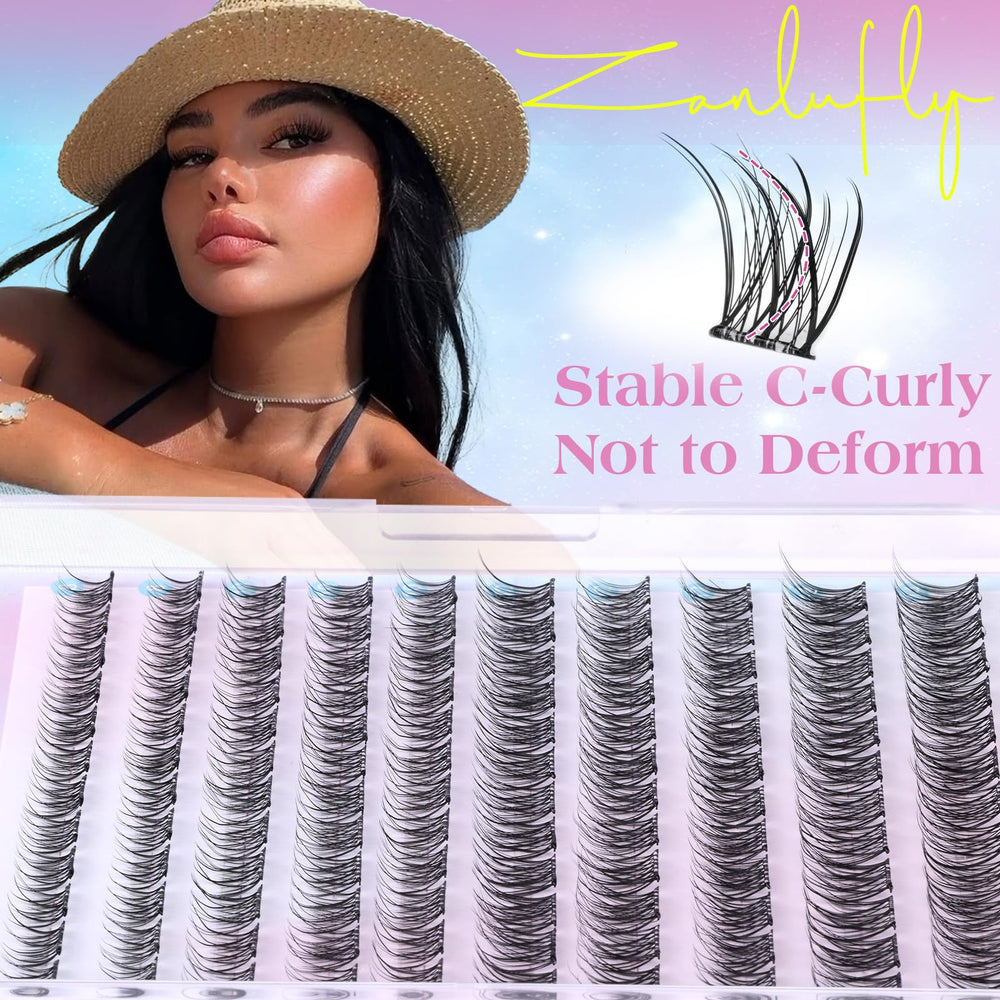 Zanlufly lash clusters on eye during quick application