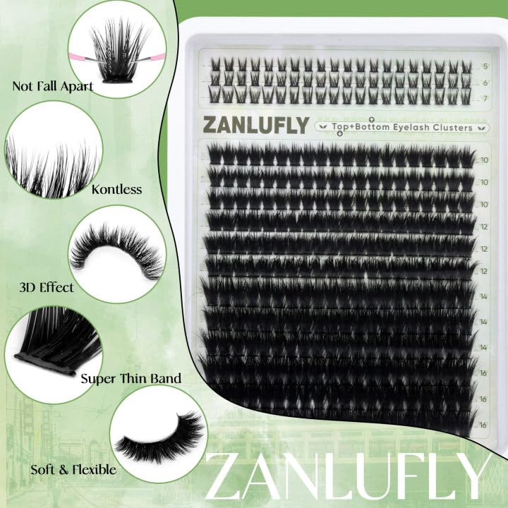 Ultra-soft synthetic fibers feel feather-light on natural lashes, ZANLUFLY.