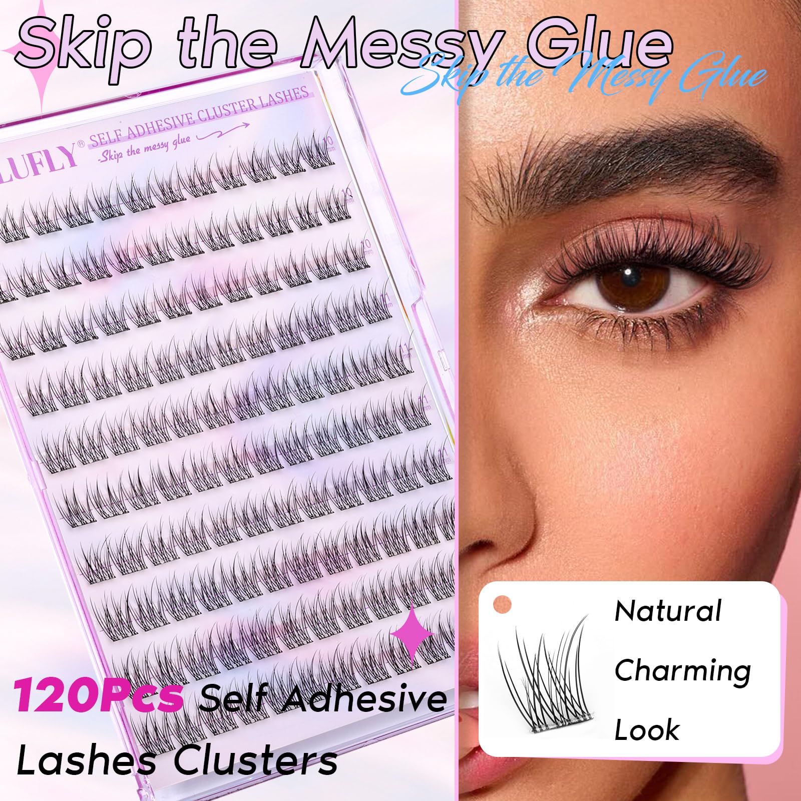Zanlufly wispy 10-12mm lashes closeup for natural, anime-inspired eye shape.