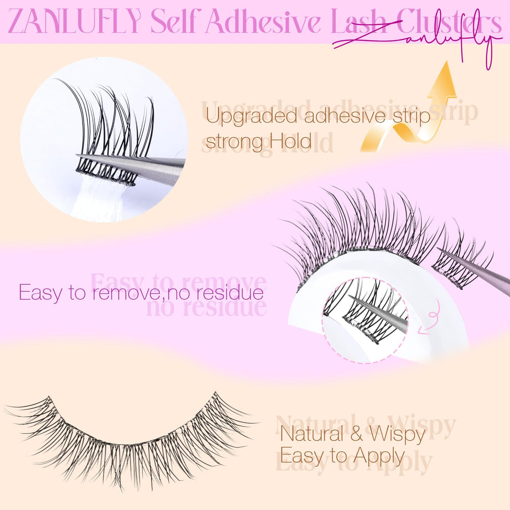 ZANLUFLY wispy C-curly lashes in 10mm for a soft eye blend.