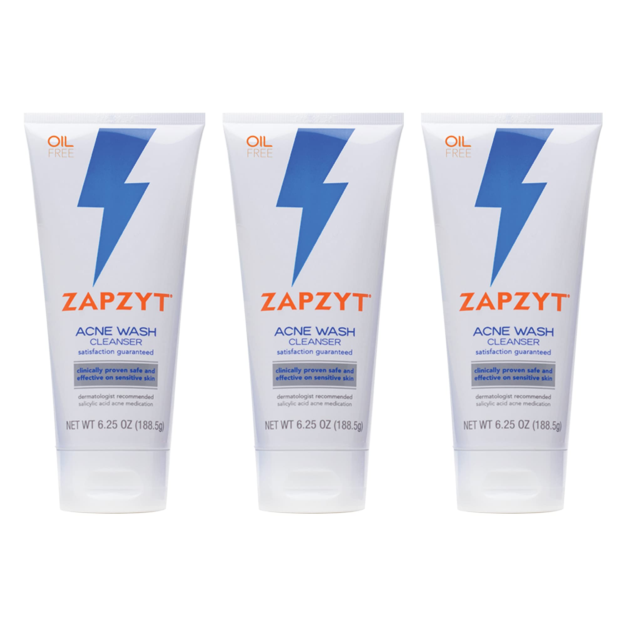 Zapzyt acne wash bottle front view highlighting 2% salicylic acid for daily use.