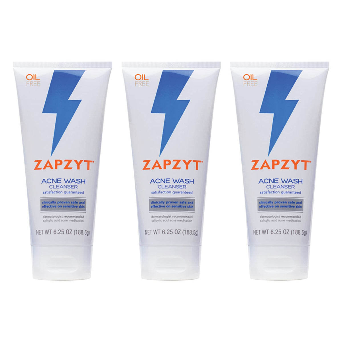Zapzyt acne wash bottle front view highlighting 2% salicylic acid for daily use.