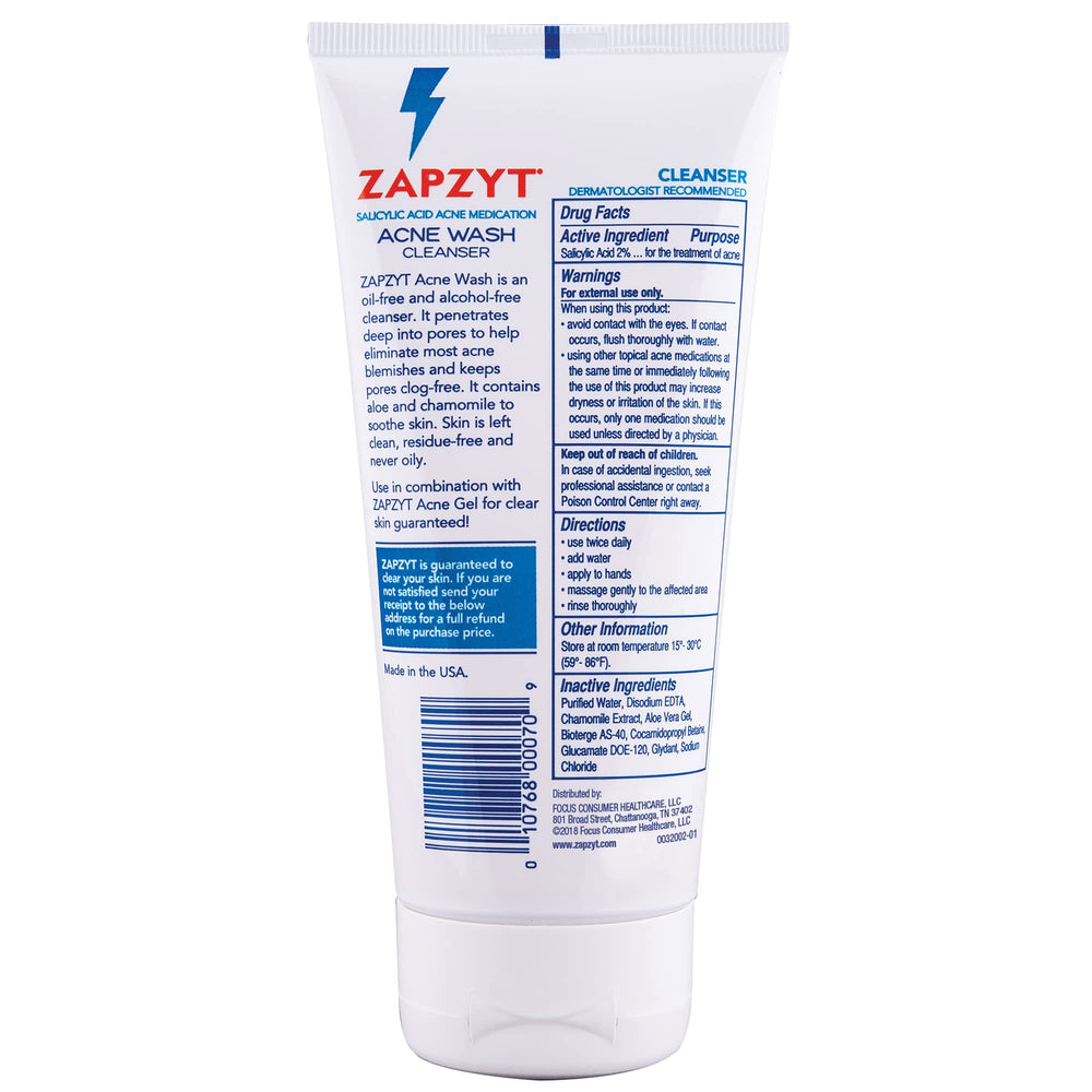 Zapzyt Acne Wash being applied to skin for gentle cleansing