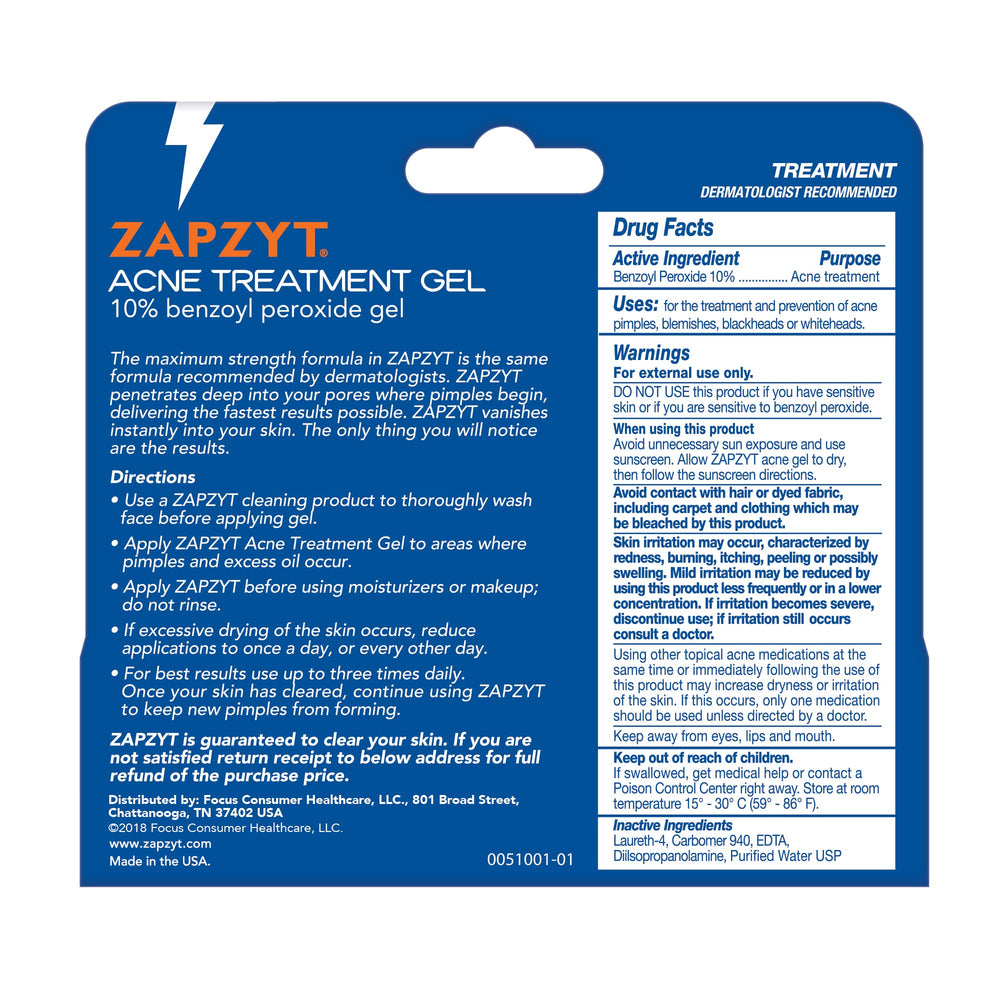 Zapzyt gel tube close-up highlighting oil-free, fast-absorbing texture.