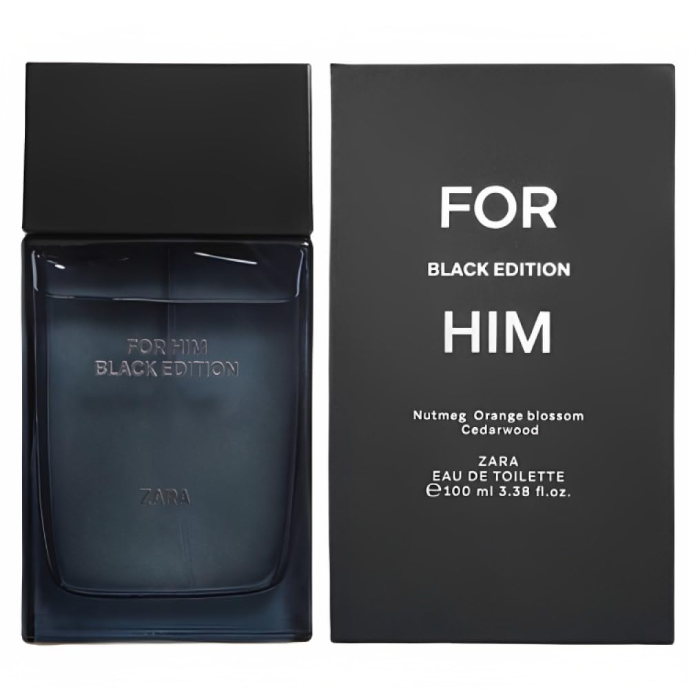 Zara For Him Black Edition bottle front, a refined masculine fragrance for daily wear.