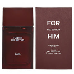 Zara For Him Red Edition bottle front, premium masculine presentation.