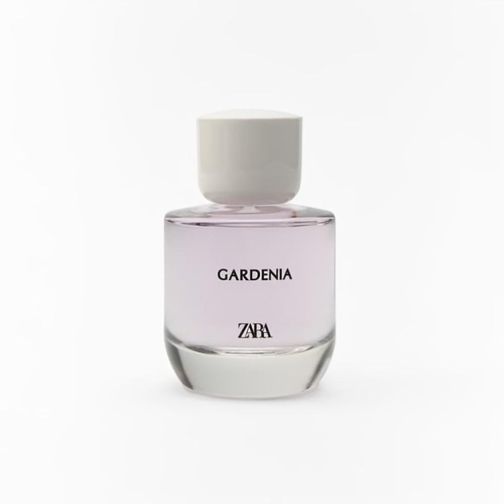 Zara Gardenia bottle side view, conveys a sleek, versatile scent for any occasion.
