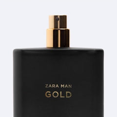 ZARA Man Gold bottle top view highlights citrus opening and warm spices.