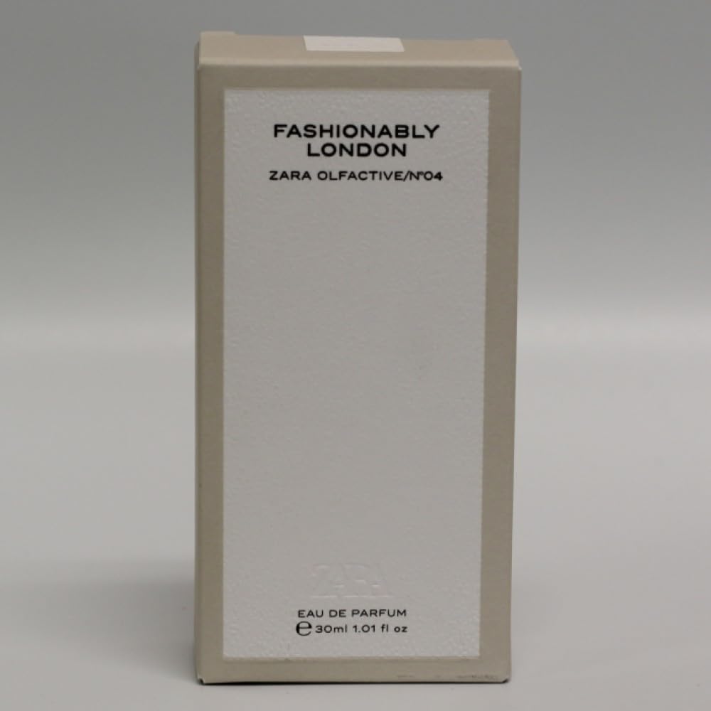Zara Olfactive Nº04 Fashionably London packaging box evokes premium unisex fragrance experience