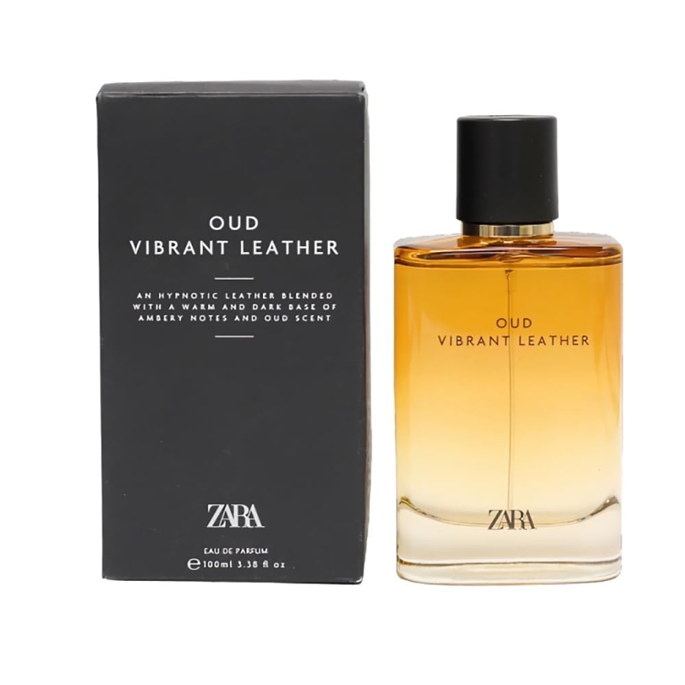 Zara Oud Vibrant Leather bottle front, premium masculine design for confident daily wear.