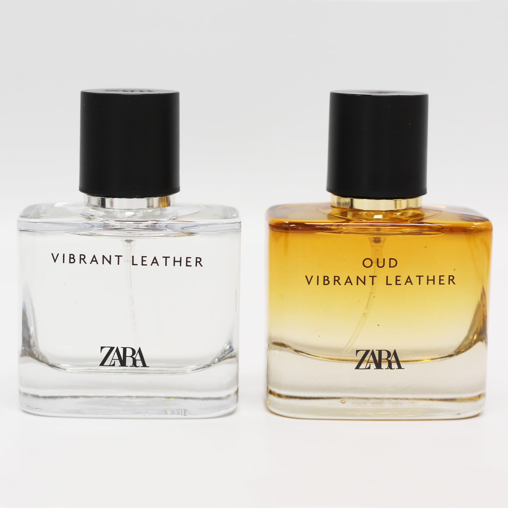 Zara Oud Vibrant Leather bottle side view highlighting rich oud warmth for evenings.