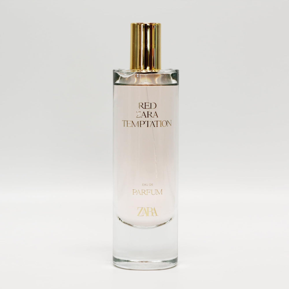 Zara Red Temptation bottle highlights jasmine bouquet for feminine charm.