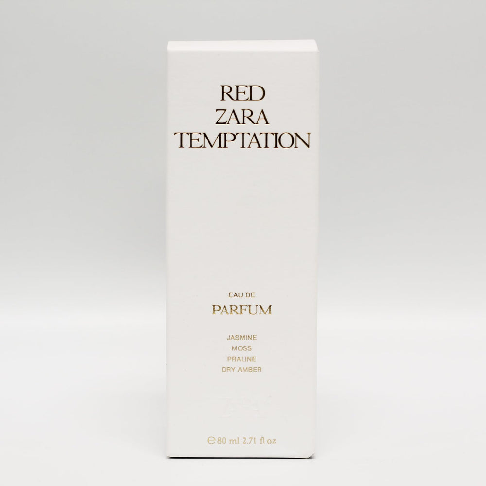 Zara Red Temptation bottle reveals mossy woody amber base for depth.