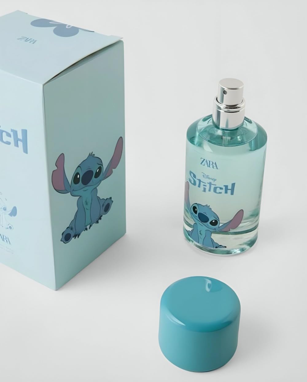 Zara Stitch Kids Cologne being spritzed on kids' hands for on-the-go refresh.
