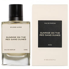 Zara Sunrise Red Sand Dunes bottle showcases amber and citrus tones for evening wear