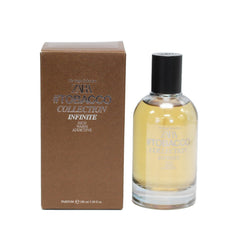 ZARA Tobacco Infinite Rich Warm EDT bottle shown on a vanity for evening wear