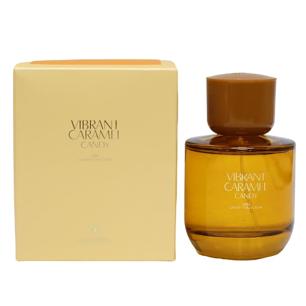 ZARA Vibrant Caramel Candy EDP bottle shown, a luxe scent for confident daily wear.