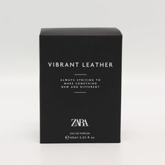 Zara Vibrant Leather EDP packaging box conveys modern style for travel and gifting
