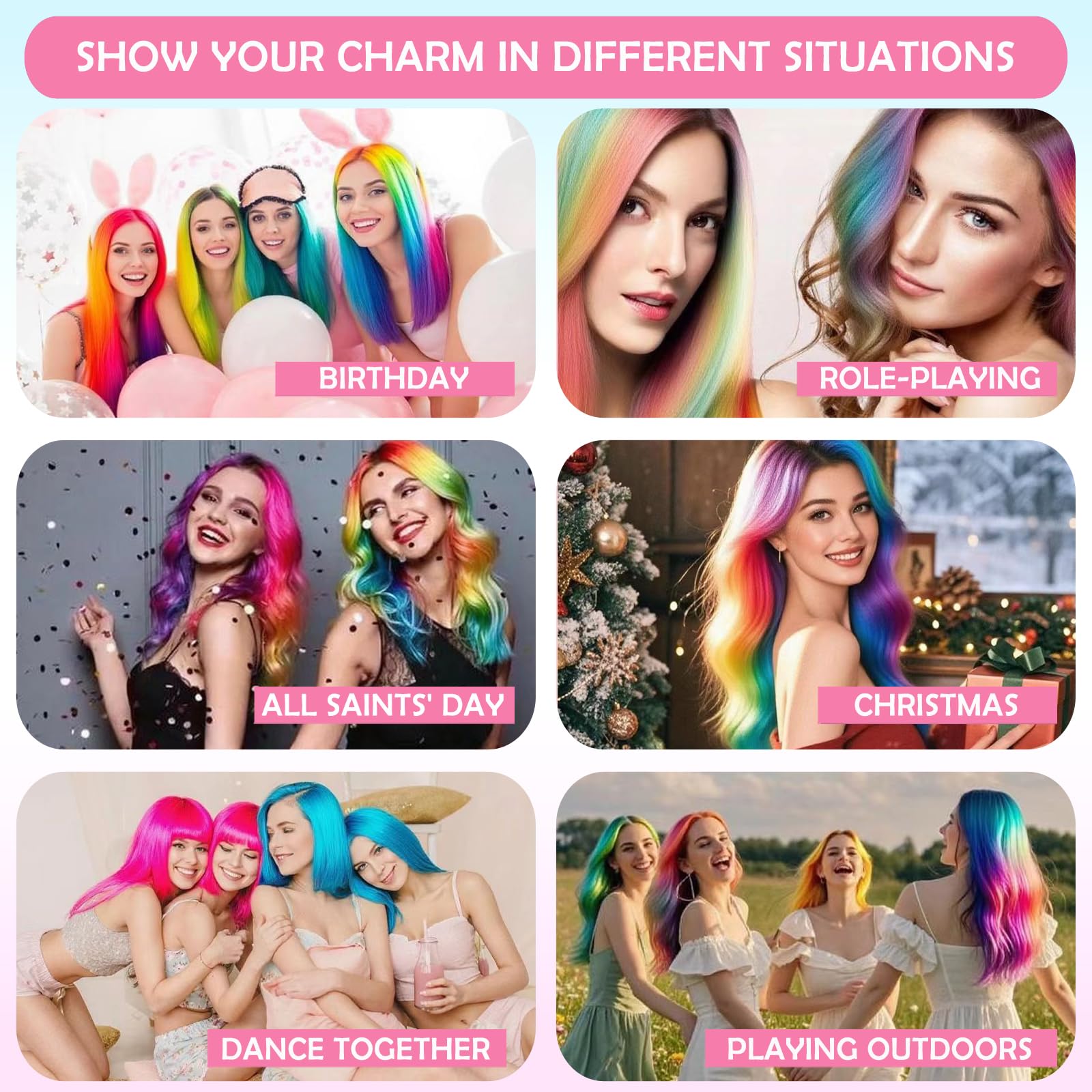 ZARICS five shade hair paint palette showing color options for fun looks