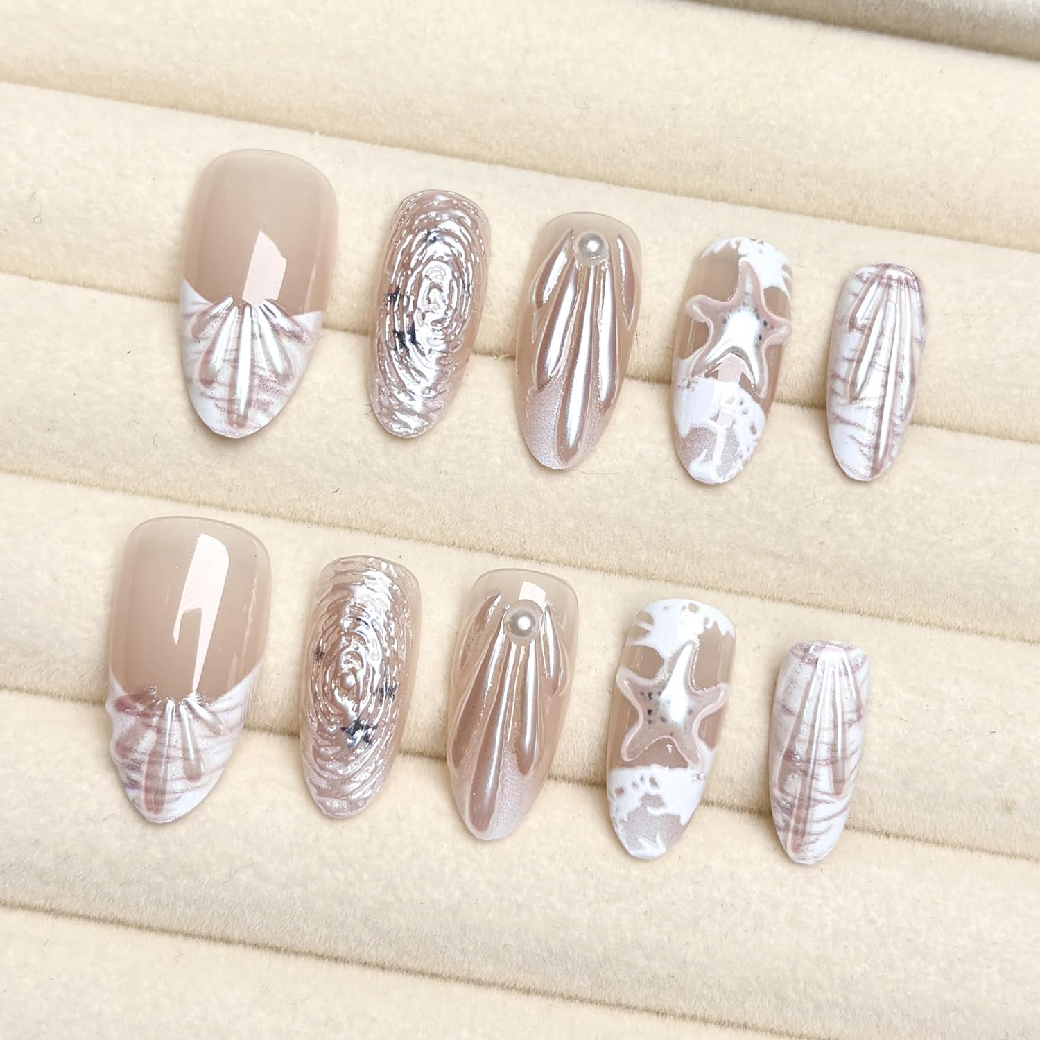 ZASKHLD medium almond French tip nails for versatile daily wear