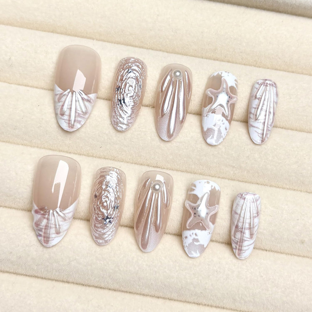 ZASKHLD medium almond French tip nails for versatile daily wear