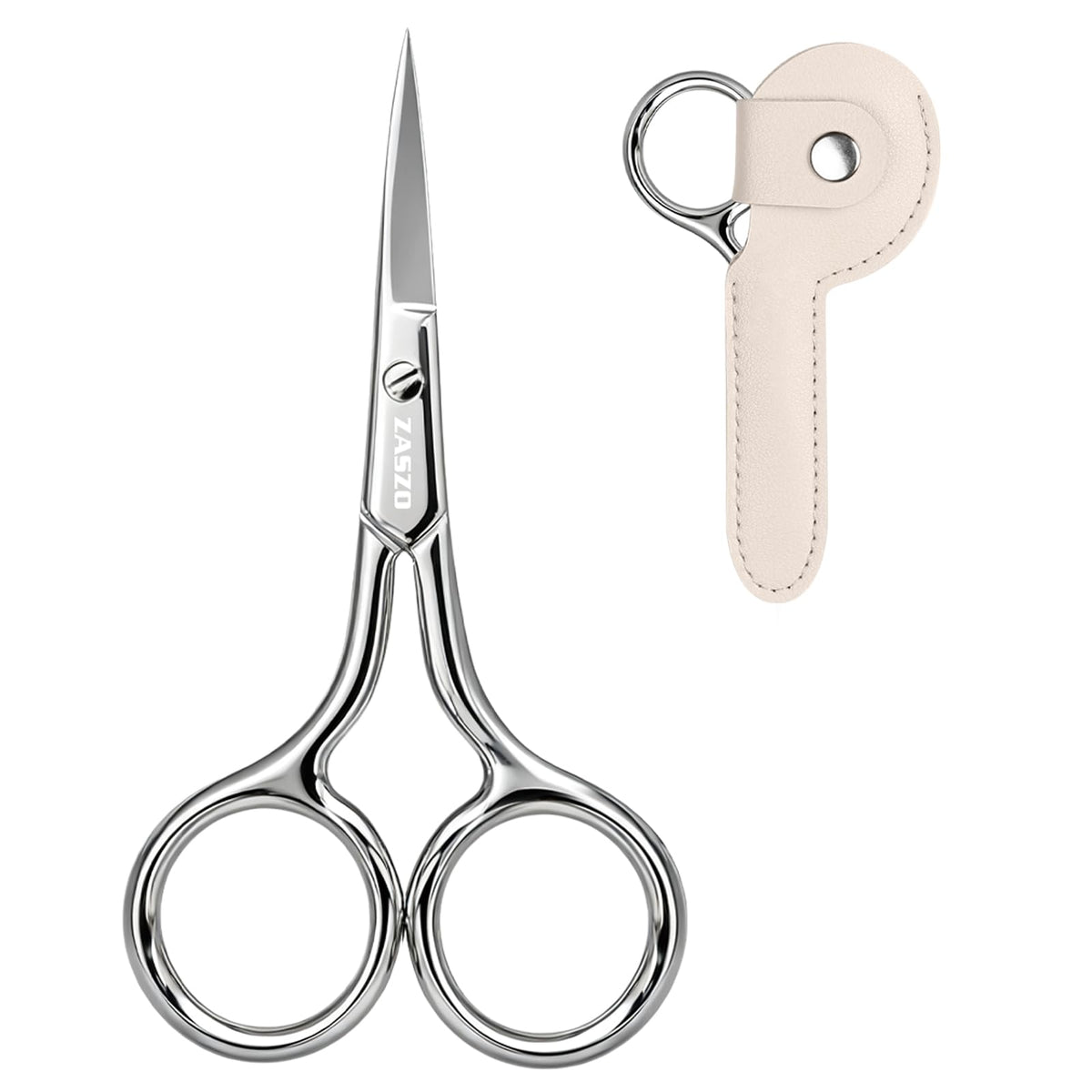 ZASZO eyebrow scissors close-up with sharp blades for precise trimming