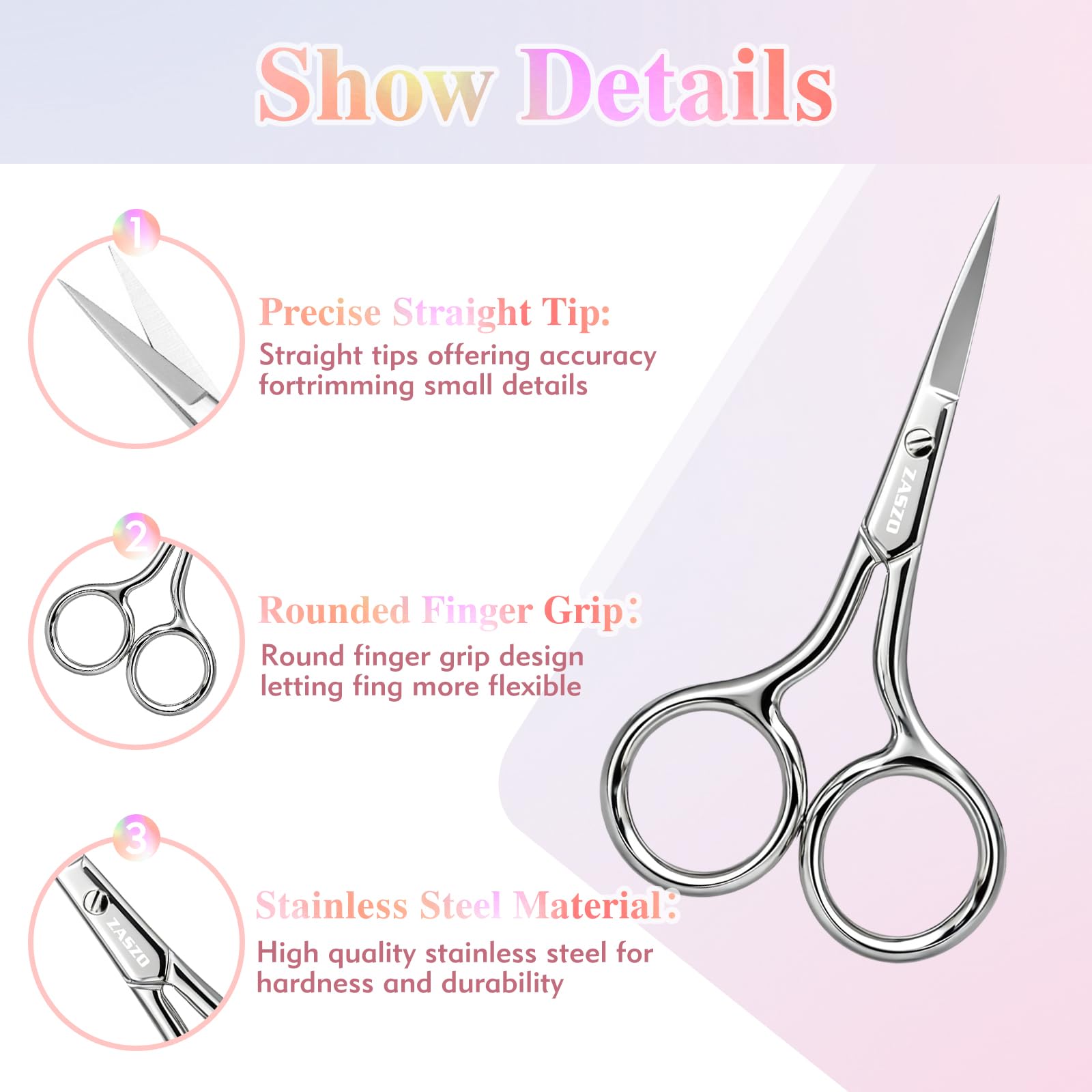 ZASZO eyebrow scissors easy to clean after use for long-lasting performance