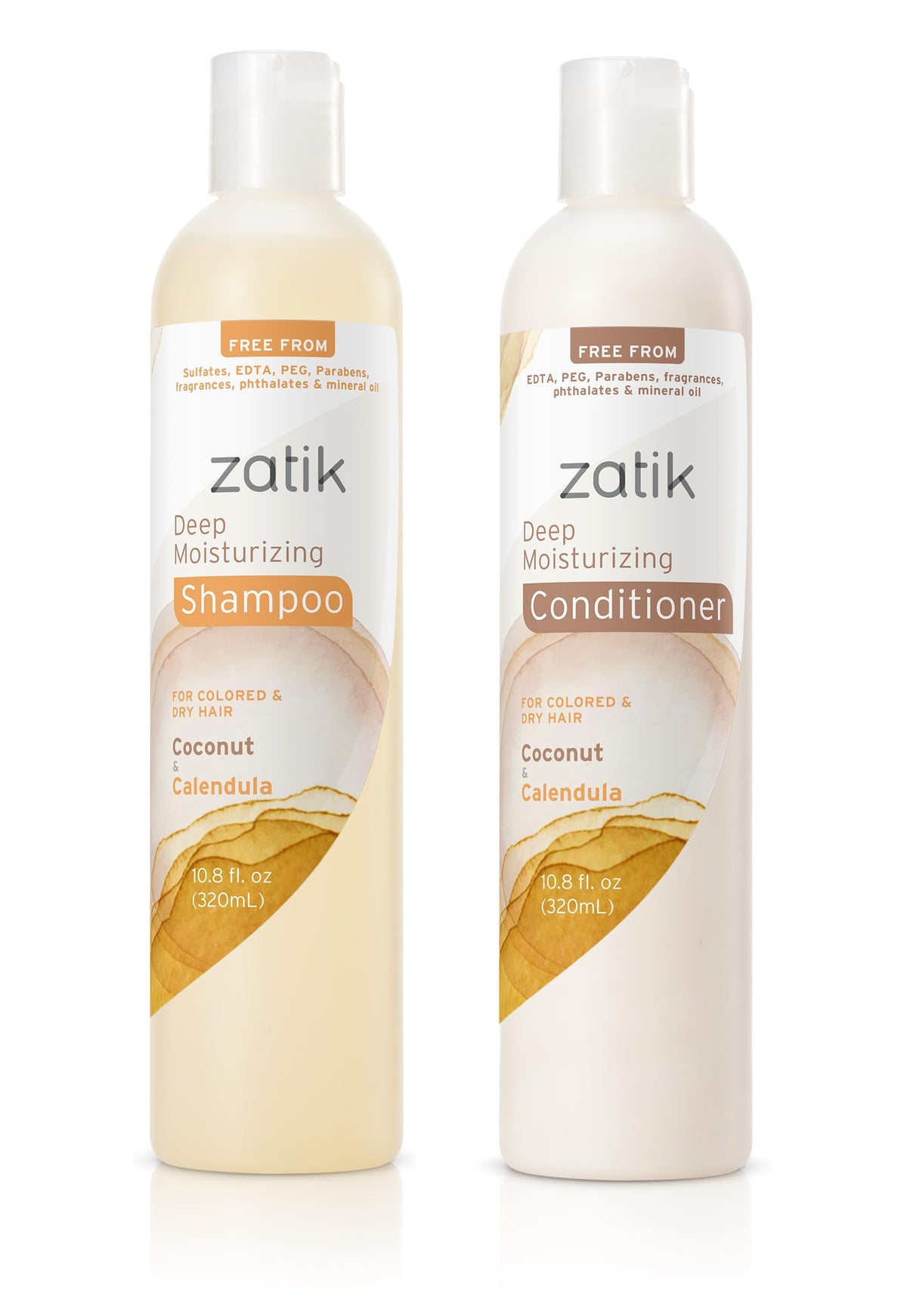 Zatik Deep Moisturizing Shampoo bottle shows color-safe hydration.