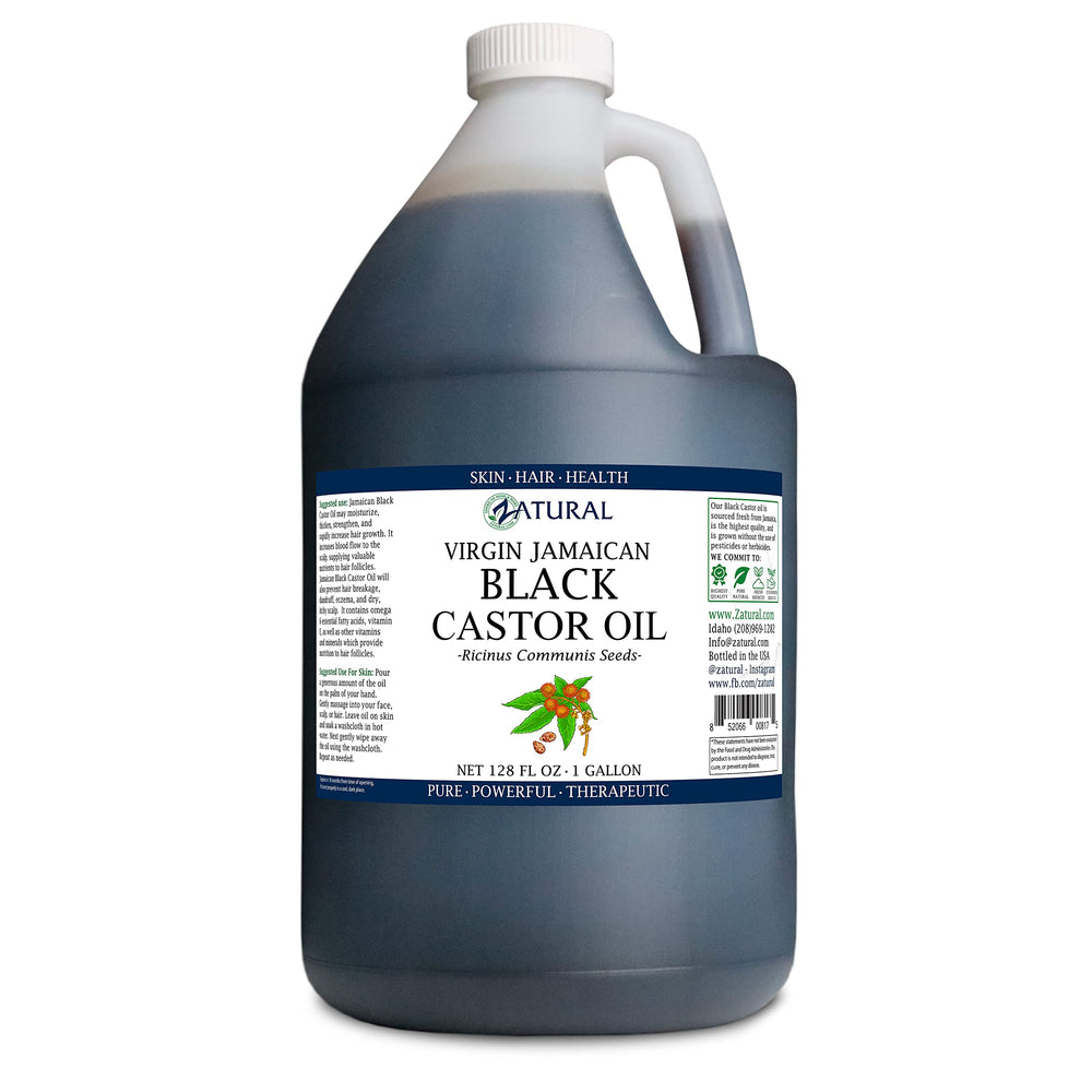 Zatural Black Castor Oil pour bottle for easy daily use.