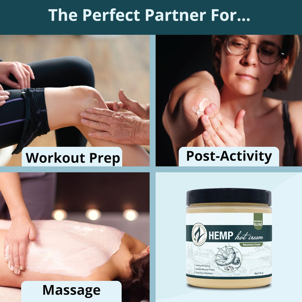 Zatural Hemp Hot Cream used in body wraps for comforting heat and enhanced relaxation
