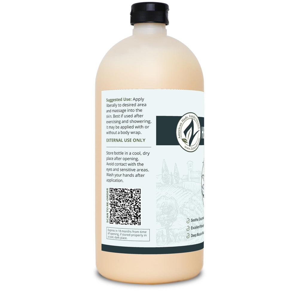 Zatural Hemp Hot Cream used in body wraps for added comfort